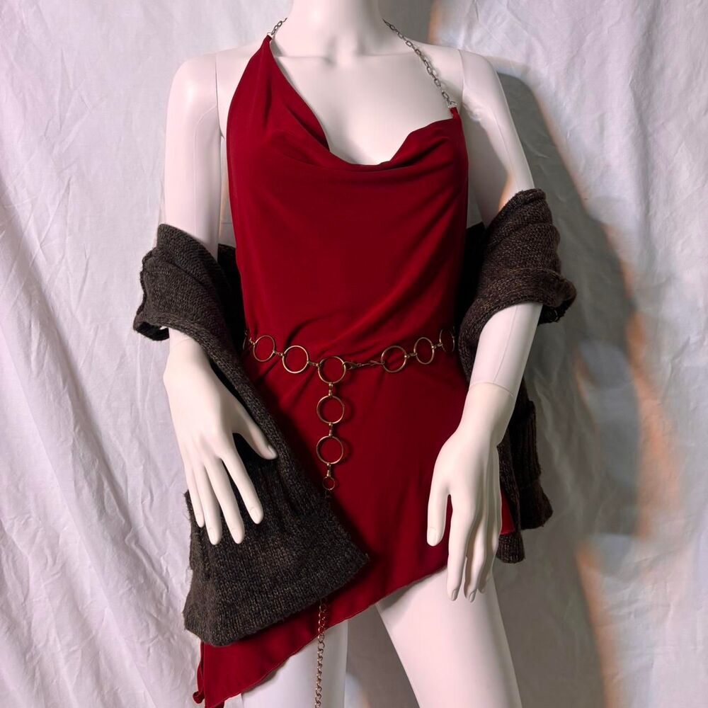 Unbranded Women's Red and Burgundy Dress